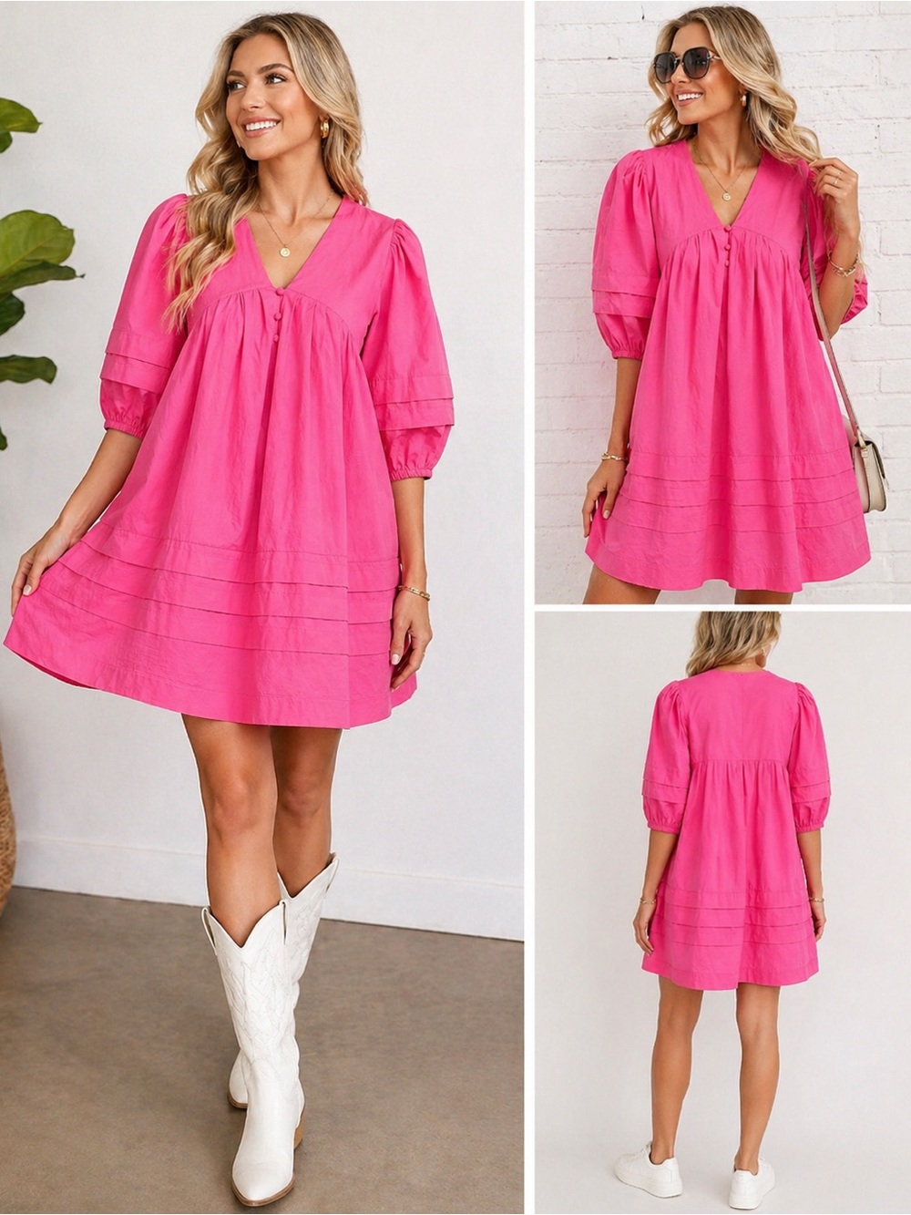 Karlie  Pink Puff Sleeve Mini Dress EUC sz L